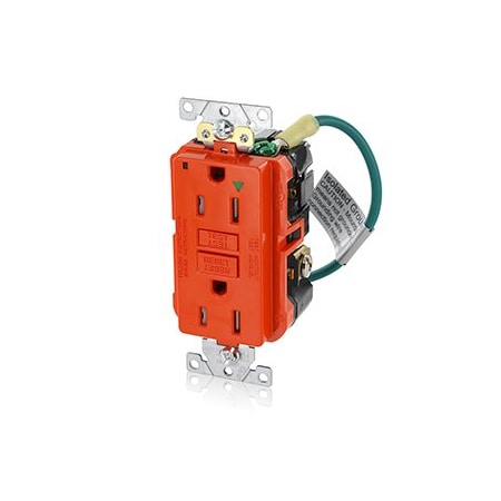 Leviton Self-Test GFCI Receptacle, Tamper Resistant Duplex, 15 Amp, 125 Volt, 5-15R NEMA GFTR1-IGO