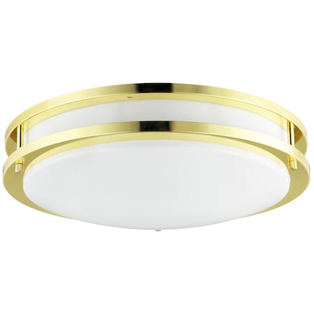 Sunlite 12in. Polished Brass Fluorescent 2700K GU24 Double Band Flush Mount Fixture, Bulb Included 45571-SU