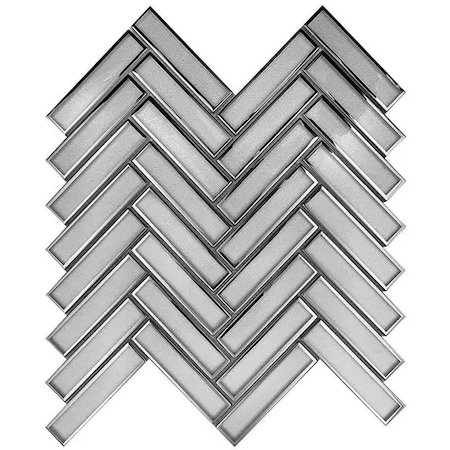 Apollo Tile Mirari 12x12 in. Gray, Silver Glossy Glass Herringbone Mosaic Wall Tile (4.59 sq ft/case) 5PK APLMNC8804BLA