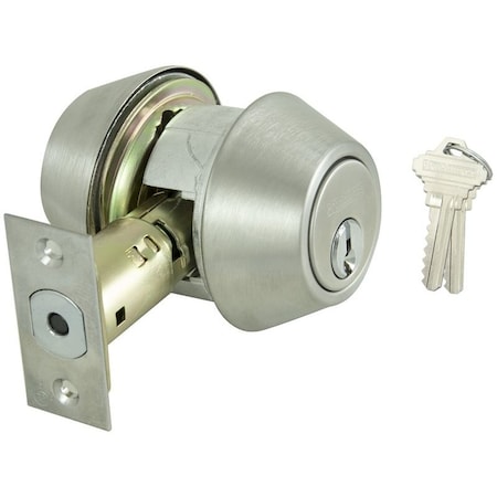 Prosource Deadbolt, 2 Grade, Satin, 2-3/8 to 2-3/4 in Backset, SC1 Keyway, 1-3/8 to 1-3/4 in Thick Door D762V-PS