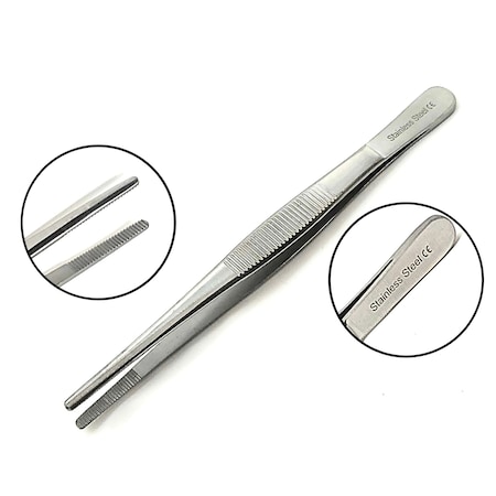 A2Z Scilab Culinary Tweezers, Blunt Serrated Jaws, 5 Inch, Stainless Steel Tongs A2Z-ZR1031