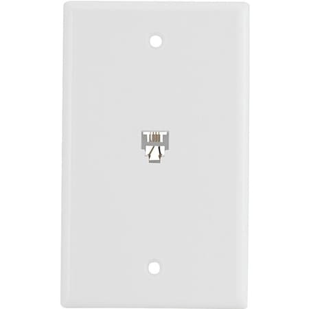 Eaton Wiring Devices Telephone Jack with Wallplate, Thermoplastic Housing Material, White 3532-4W