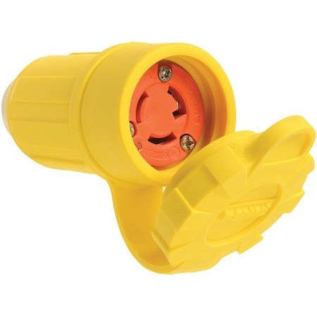 Pass & Seymour Locking Connector, L7-15R, 15 A, 277V AC, Single Phase, 2 Pole, Screw Terminals, Yellow 25W34AM