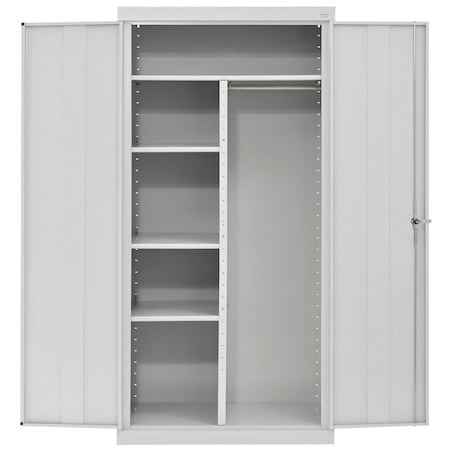 Sandusky Lee Combo Wardrobe Storage Cabinet, 72 in H, 36 in W, 24 in D, Swing, Keyed, Gray, 4 Shelves, 0 Drawers CAC1362472-05