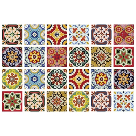 Homeroots 12" X 12" Multi-color Mediterra Mosaic Peel and Stick Tiles 555953