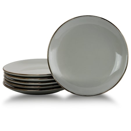 Elama Tahitian Sand 6-Piece Salad Plate Set, Light Grey EL-TAHITIANSAND