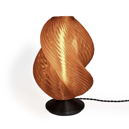 Jonathan Y Gema 13.5 in. Mid-Century Coastal Plant-Based PLA 3D Printed Dimmable LED Table Lamp, Clear Red/Black USA1009A