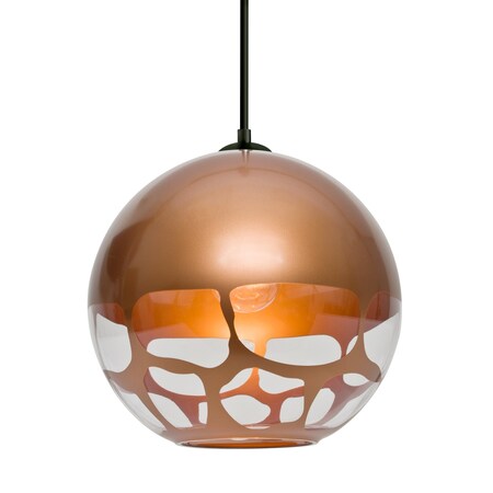 Besa Lighting Besa Rocky Pendant, Copper, Black Finish, 1x 60W MAX E26 Base 1JT-ROCKYCP-BK