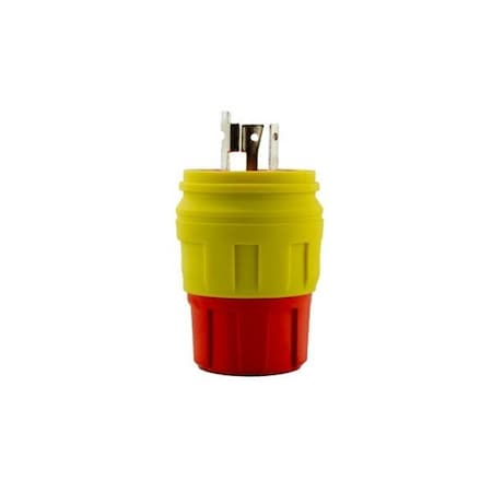 Ericson Watertight Locking Plug, L16-20P, 20 A, 480V AC, Three Phase, 3 Pole, Screw Terminals, Yellow 2324-PW6P-AM