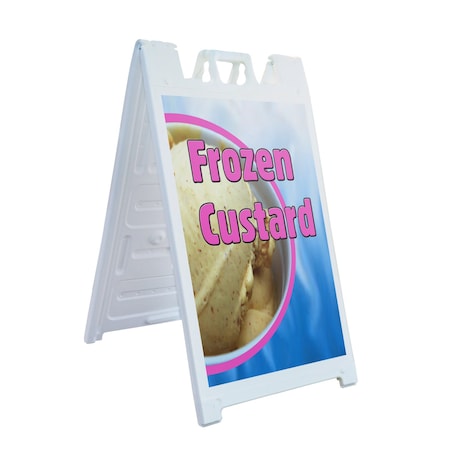 Signmission Frozen Custard, A-Frame & 2 Sign Inserts, Heavy-Duty Plastic Frame SBHD-C-2436-Frozen Custard