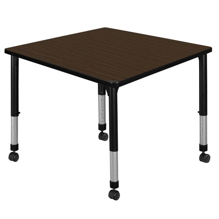 Regency Square Kee Height Adjustable Mobile Classroom Activity Table, 42 in W, 42 in L, Neo Walnut TB4242NWAPCBK