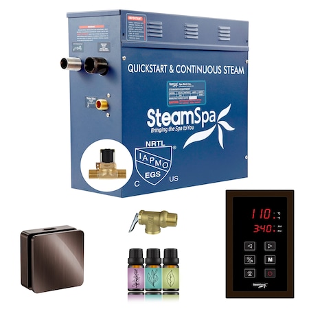 Steamspa Oasis Series 4.5KW Steam Bath Generator w/ Continuous Steam Plus Touchpad and Autodrain in ORB OATS450OB-A