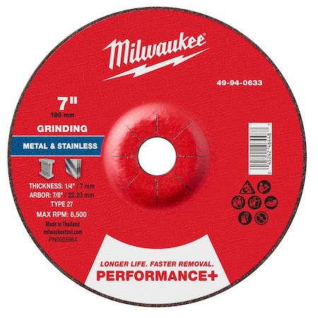 Milwaukee Tool Grinding Wheel, 7" dia. 49-94-0633
