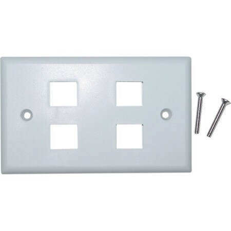 Cable Wholesale 4 Port Keystone Wall Plate - White 301-4K-W