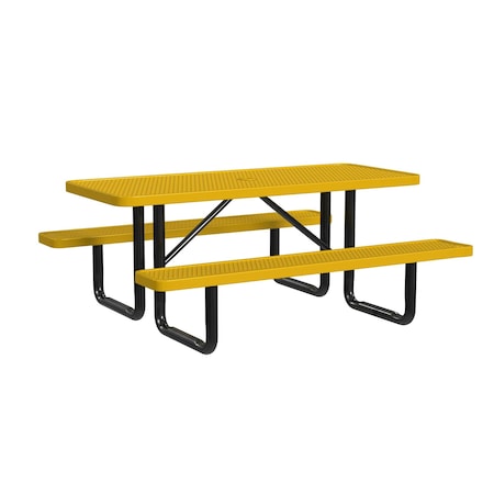 Leisure Craft Rectangle Picnic Table, Yellow, Surface Mount, 6 ft L T6XPSM-YELLOW