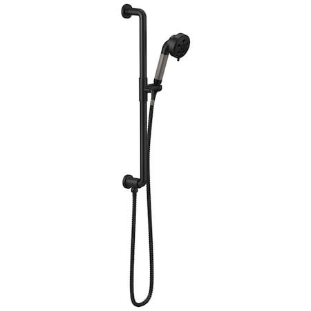 Brizo Litze Slide Bar Handshower with H2OKinetic Technology Matte Black/Luxe Steel 85735-BLSL