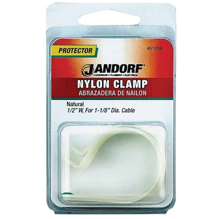 Jandorf Cable Clamp, 1-1/8 in Max Bundle Dia, 1/2 in W, Nylon, Natural 61459