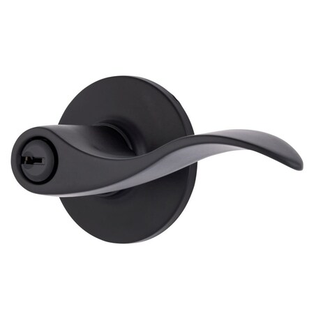 Brinks Raleigh Series Keyed Entry Transitional Wave Lever Round Rose Matte Black Finish E2418-122