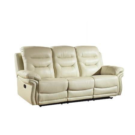 Homeroots 90" Beige Faux Leather Sofa With Black Legs 329420