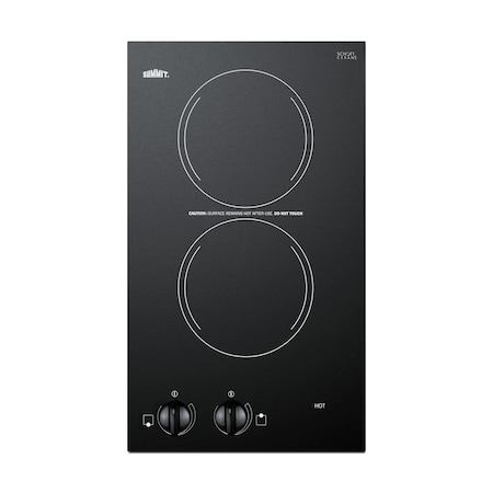 Summit 12in Wide 230V 2-Burner Radiant Cooktop CR2220B