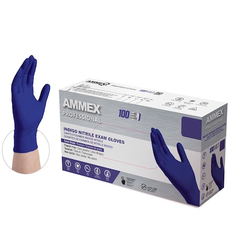 Gloveworks By Ammex Extra Large Indigo Professional Powder Free Disposable Nitrile Exam Gloves, 3-Mil, 100PK AINPF48100
