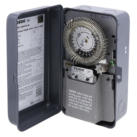 Nsi Tork Electromechanical Timer, 24 hr, SPDT, Metal 8007U