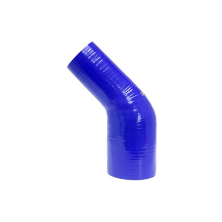 Hps Performance 3-1/4 in - 3-1/2 in ID, 4-Ply High Temp Reinforced Silicone 45 deg. Elbow Reducer Coupler Hose, Blue HTSER45-325-350-BLUE