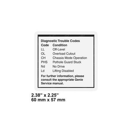 Genie REPLACEMENT DECAL-LABEL-FAULT CODES 233477