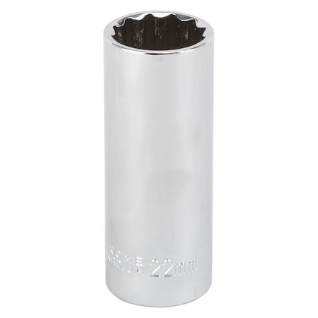 Vulcan Drive Socket, 22 mm Socket, 1/2 in Drive, 12-Point, Chrome Vanadium Steel, Chrome, MT6528983 MT6528983