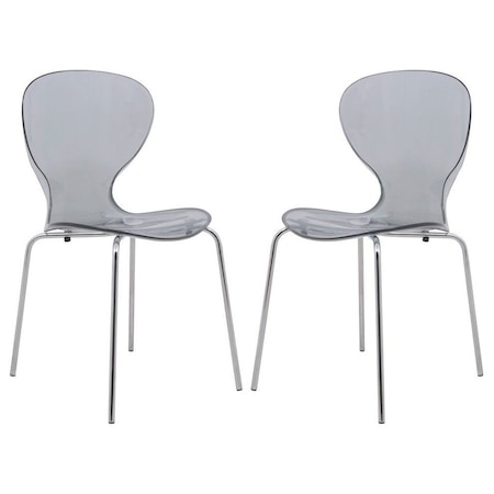 Leisuremod Modern Oyster Transparent Side Chair, Transparent Black, 2PK OC17TBL2