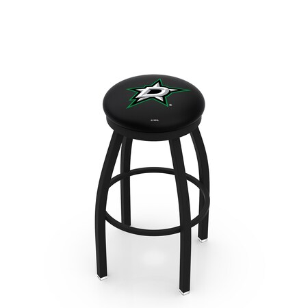 Holland Bar Stool Co 25" Blk Wrinkle Dallas Stars Swivel Bar Stool, Accent Ring L8B2B25DalSta