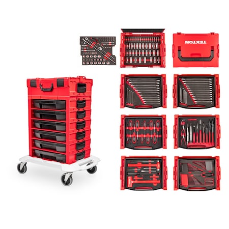Tekton 248-Piece Tool Set in Modular Stacking Tool Cart (6-Drawer) OLB99007
