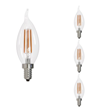 Bulbrite LED Filament 5W, Dimmable CA10, Clear Glass, E12 Base, 2700K, 750 Lm, 4PK 862857