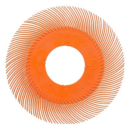 Scotch-Brite Radial Bristle Brush, SS, Orange, 6 in dia. 7100374846
