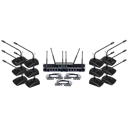 Vocopro Twelve Channel UHF Wireless Conference Microphone System DIGITAL-CONFERENCE-12