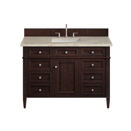 James Martin Vanities Brittany 48" Single Vanity, Burnished Mahogany, w/ 3 CM Tajnar Eclos Top 650-V48-BNM-3TJR