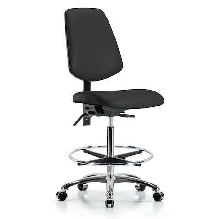 Blue Ridge Ergonomics High Bench Chair No Arms, 26" to 35-1/2" Height, Vinyl, Black BR-VHBCH-MB-CR-T1-A0-CF-CC-8540