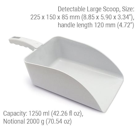 Detectamet Scoop, 8.85 in L, White, PK5 514-S088-P06-Z03