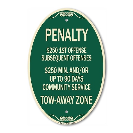 Signmission Penalty $250 1st Offense Subsequent Offenses, 12 In X 18 In Architectural, Heavy Gauge Aluminum A-OV-G-1218-23333