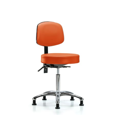 Blue Ridge Ergonomics Vin Stool with Back Chr-Medium Bench Ht with Seat TiltandStat Glides in Orange Kist Trailblazer Vin BR-VMBST-CR-T1-NF-RG-8613