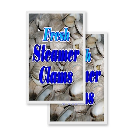 Signmission Fresh Steamer Clams, Vinyl Decals Only 24 Inch x 36 Inch, Vinyl Decal, 2PK DSB-2436-2PACK-Fresh Steamer Clams