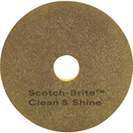 Scotch-Brite Scrubbing Pad, 14 in Dia, Brown/Yellow, PK5 09548