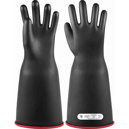 Ironwear 16 in Class 1 Type 1 Bell Cuff Rubber Insulating Gloves (Black, 10) 4776-BR-10
