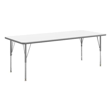 Flash Furniture Wren 72 in x 30 in Adjustable Height Activity Table, Thermal Laminate Top, Short Legs, White XU-A3072-REC-WHT-T-P-GG
