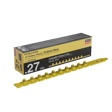 Simpson Strong-Tie Strip Load, 0.27 Caliber, Power Level: 4, Yellow Code, 10-Load, 100PK P27SL4-R100