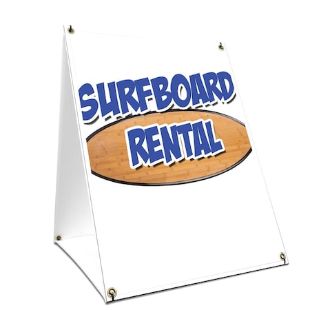 Signmission Surfboard Rental, 36 Inch x 24 Inch A-frame Yard Sign, Plastic Sign SBC-2436-Surfboard Rental