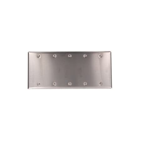 Leviton Blank Wallplate, Standard Size, Gang 5, Brushed Stainless Steel 84065-40