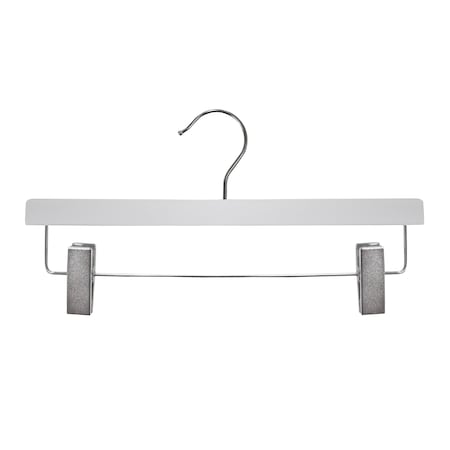 Nahanco 14in Low Gloss White Wooden Skirt/Pant Hanger, 100PK 21114RC