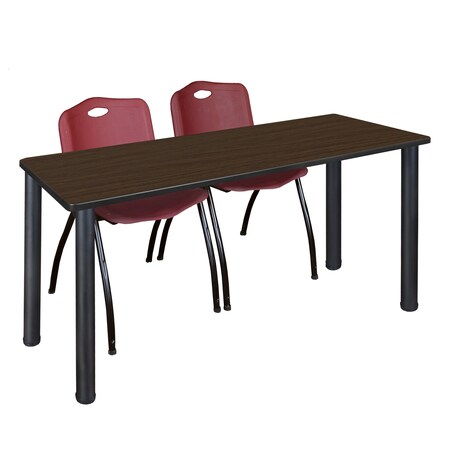 Regency Kee Training Table W/ 2 M Stack Chairs, 72 in W, 24 in L, Neo Walnut MT7224NWBPBK47BY