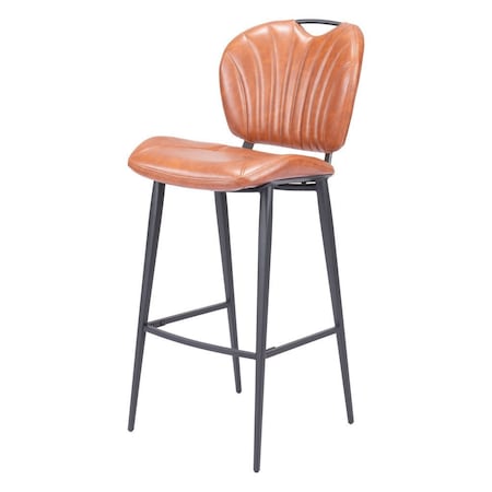 Homeroots 30" Brown And Black Faux Leather And Steel Low Back Bar Height Bar Chair 555714